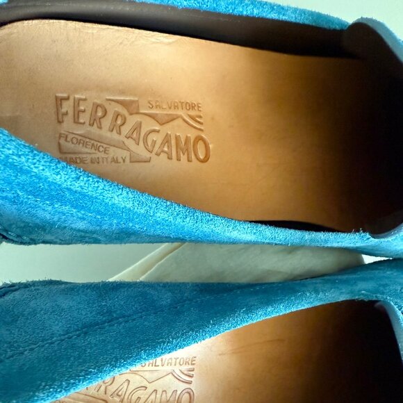 Salvatore Ferragamo Mens Giancini Ornament Parigi Suede Driver Shoes light blue - Picture 5 of 9